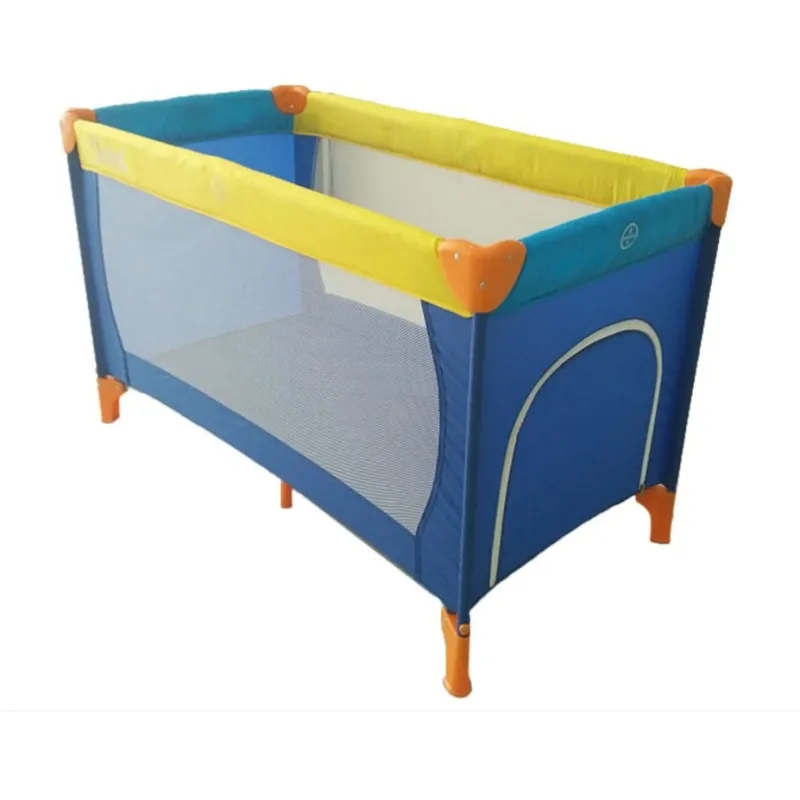 ŁÓŻECZKO TURYSTYCZNE DLA NIEMOWLĄT I MAŁYCH DZIECI 120×60 CM DO 15 KG ŻÓŁTO-NIEBIESKIE SMIKI