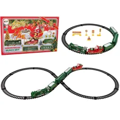 KOLEJKA ŚWIĄTECZNA LOKOMOTYWA TORY SANIE MIKOŁAJ ŚWIATŁA LEAN TOYS 3+
