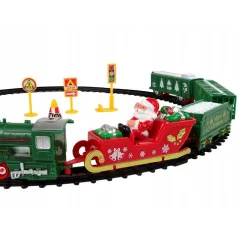 Kolejka Świąteczna Lokomotywa Tory Sanie Mikołaj Światła Lean Toys 3+