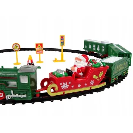 Kolejka Świąteczna Lokomotywa Tory Sanie Mikołaj Światła Lean Toys 3+