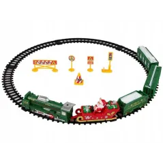 KOLEJKA ŚWIĄTECZNA LOKOMOTYWA TORY SANIE MIKOŁAJ ŚWIATŁA LEAN TOYS 3+