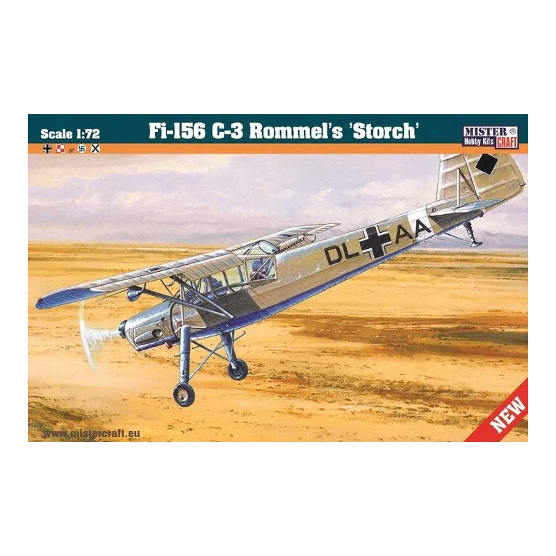 MODEL DO SKLEJANIA FI-156 C-3 ERWIN ROMEL STORCH 1:72 MISTER CRAFT 14+