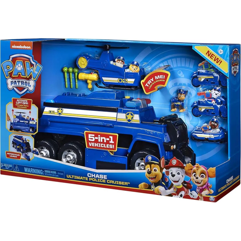 MEGA RADIOWÓZ POLICYJNY PSI PATROL 5W1 CHASE 50 CM Z POJAZDAM 3+