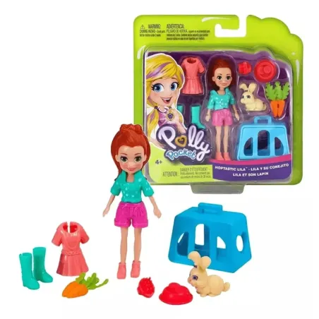 POLLY POCKET LALKA LILA Z KRÓLICZKIEM I AKCESORIAMI 4+