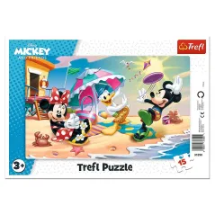 ZABAWY NA PLAŻY DISNEY MYSZKA MIKI PUZZLE RAMKOWE 15 ELEMENTÓW TREFL 3+