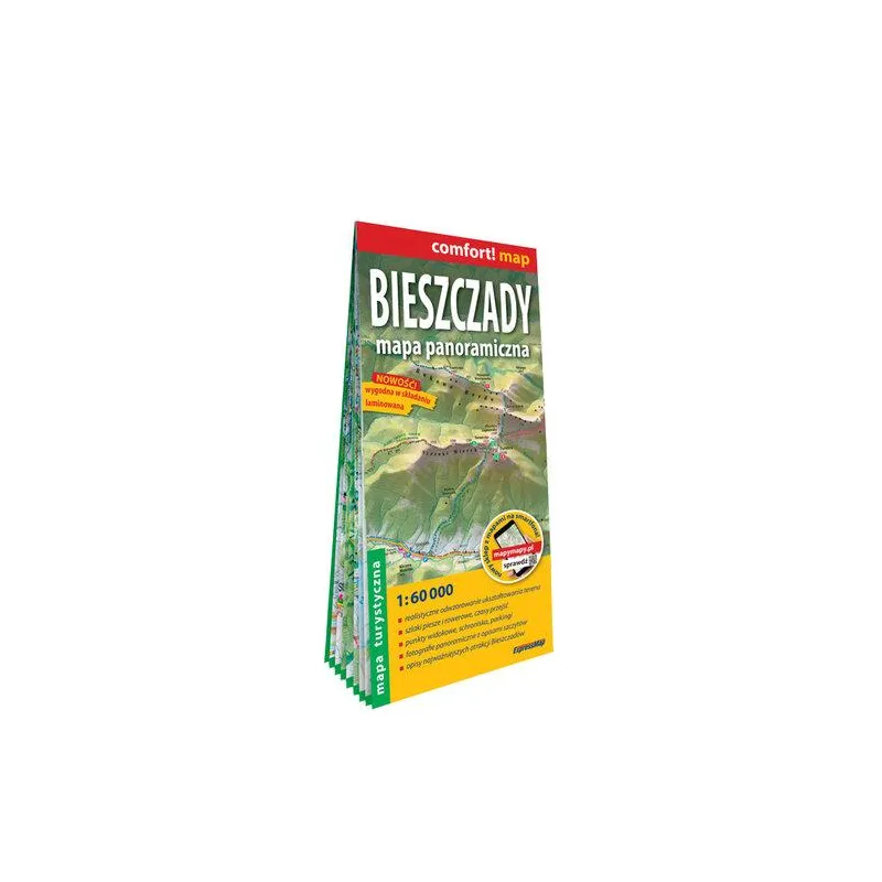 BIESZCZADY MAPA PANORAMICZNA TURYSTYCZNA 1:60 000