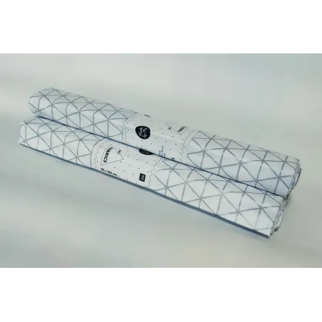 TKANINA BAWEŁNIANA 50 X 140 CM SREBRNE TRÓJKĄTY