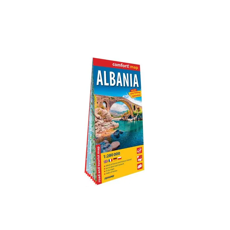ALBANIA LAMINOWANA MAPA SAMOCHODOWO-TURYSTYCZNA 1:280 000