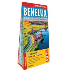 BENELUX: BELGIA, HOLANDIA, LUKSEMBURG. LAMINOWANA MAPA SAMOCHODOWA 1:500 000