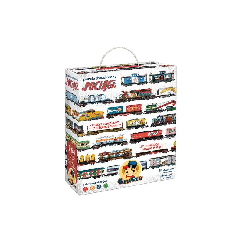 PUZZLE DWUSTRONNE POCIĄGI 54 ELEMENTY CZUCZU 5+