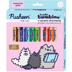 KREDKI BAMBINO W OPRAWIE DREWNIANEJ 12 KOLORÓW PUSHEEN