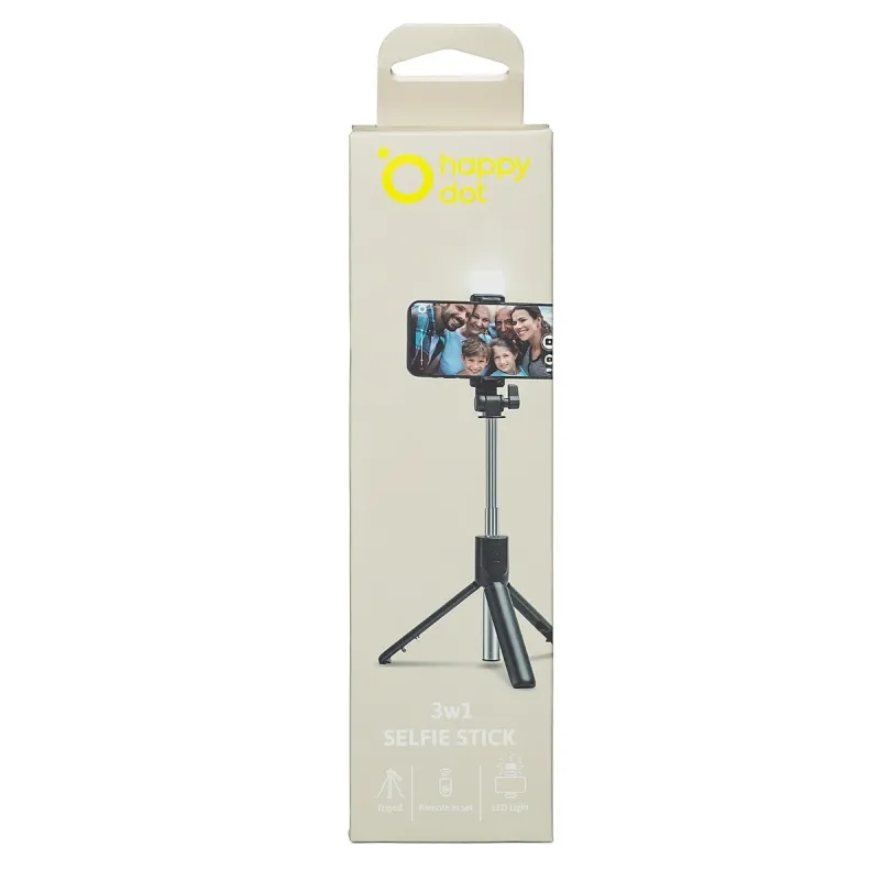 SELFIE STICK 3W1 ZE STATYWEM LAMPĄ LED I PILOTEM