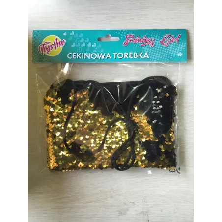 Torebka Cekinowa Złoto-Czarna Torebka Cekinowa Złoto-Czarna