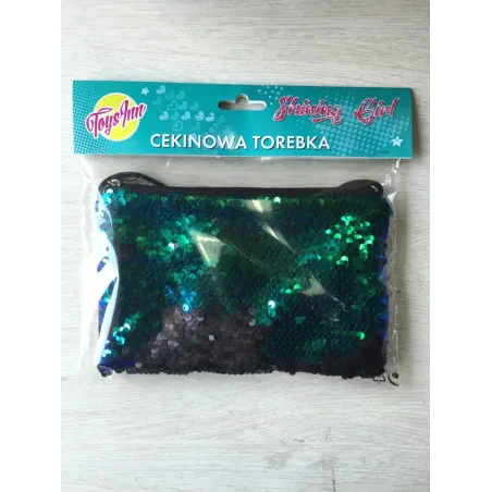 Torebka Cekinowa Zielono-Czarna Torebka Cekinowa Zielono-Czarna