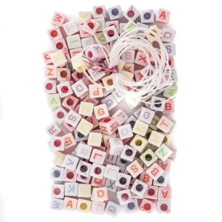 Koraliki Literki Biało-Kolorowe 40G Koraliki Literki Biało-Kolorowe 40G