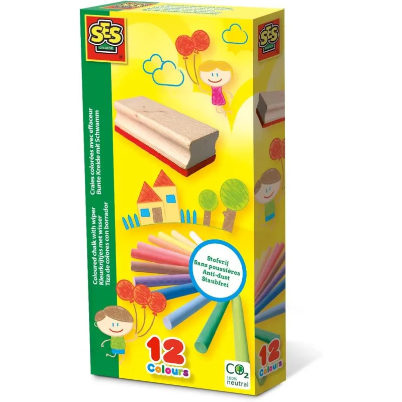 KOLOROWE KREDY Z GĄBKĄ SES CREATIVE 3+