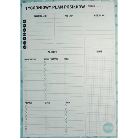 TYGODNIOWY PLAN POSIŁKÓW 