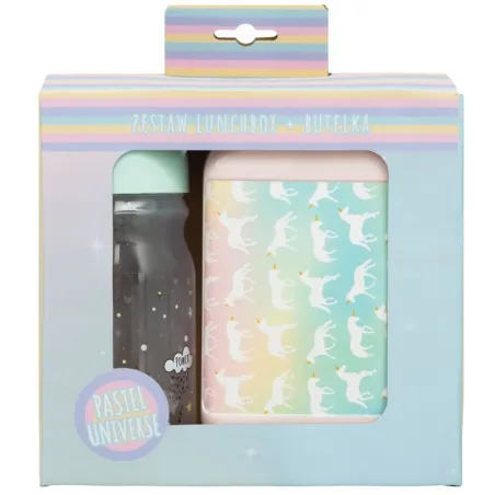 Lunchbox + Butelka Ze Słomką Pastel Unicorn