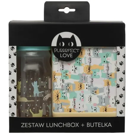 Lunchbox + Butelka Ze Słomką Koty