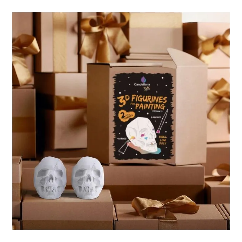 KOLOROWANKA 3D CZASZKA FIGURKA GIPSOWA 3+
