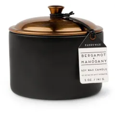 ŚWIECA SOJOWA CERAMICZNA CZARNA - BERGAMOTKA + MAHOŃ 141G