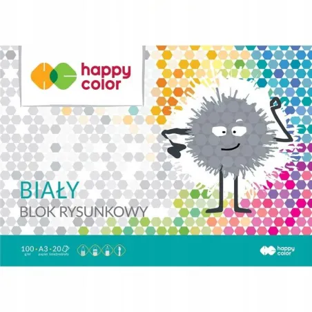 BLOK RYSUNKOWY BIAŁY 20 ARKUSZY A3 HAPPY COLOR