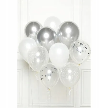 Balony 27,5Cm Biało-Srebrne 10Szt. Balony 27,5Cm Biało-Srebrne 10Szt.