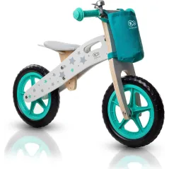 Rowerek Biegowy Drewniany Kinderkraft Runner Stars Od 3 Lat Turkusowy 12"