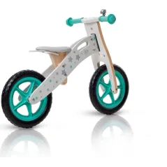 Rowerek Biegowy Drewniany Kinderkraft RUNNER STARS od 3 lat Turkusowy 12"