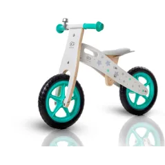 Rowerek Biegowy Drewniany Kinderkraft RUNNER STARS od 3 lat Turkusowy 12"