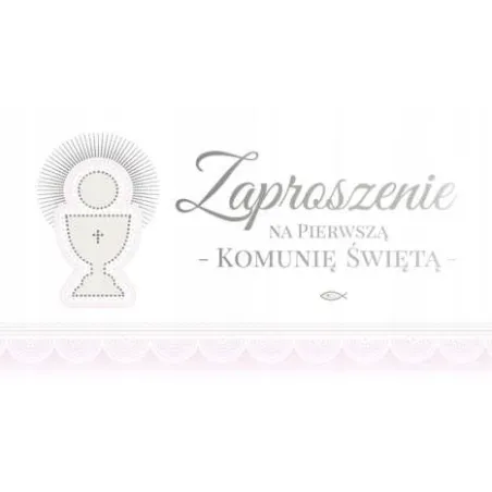ZAPROSZENIA NA PIERWSZĄ KOMUNIĘ ŚWIĘTĄ DLA DZIEWCZYNKI SREBRNE LITERY 10 SZTUK