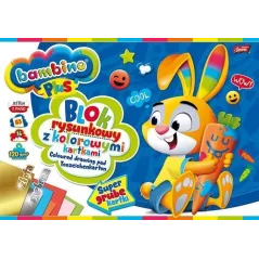 BLOK RYSUNKOWY 16 KARTEK Z KOLOROWYMI KARTKAMI A3 BAMBINO