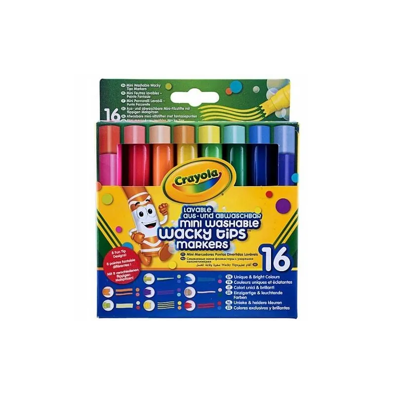 KOLOROWE FLAMASTRY ZMYWALNE SZALONE KSZTAŁTY 16 KOLORÓW CRAYOLA