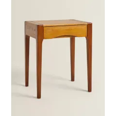 DĘBOWA SZAFKA NOCNA STLIK ZARA HOME 45x35x55 CM – Z SZUFLADĄ, CIEMNY BRĄZ