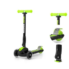 HULAJNOGA TRÓJKOŁOWA LED DLA DZIECI MILLY MALLY SCOOTER MAGIC GREEN 3+