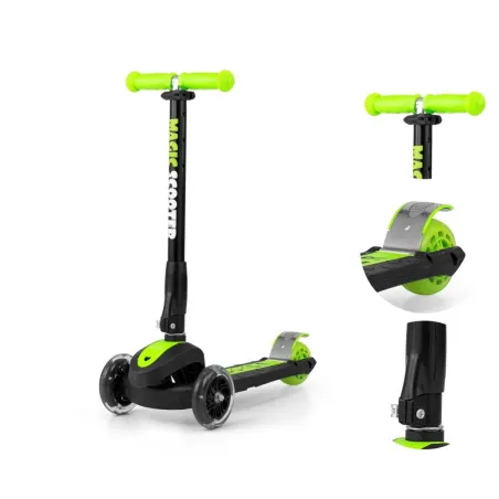 HULAJNOGA TRÓJKOŁOWA LED DLA DZIECI MILLY MALLY SCOOTER MAGIC GREEN 3+