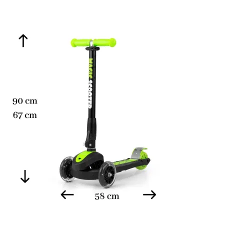 Hulajnoga Trójkołowa Led Dla Dzieci Milly Mally Scooter Magic Green 3+