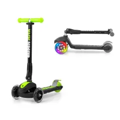 HULAJNOGA TRÓJKOŁOWA LED DLA DZIECI MILLY MALLY SCOOTER MAGIC GREEN 3+