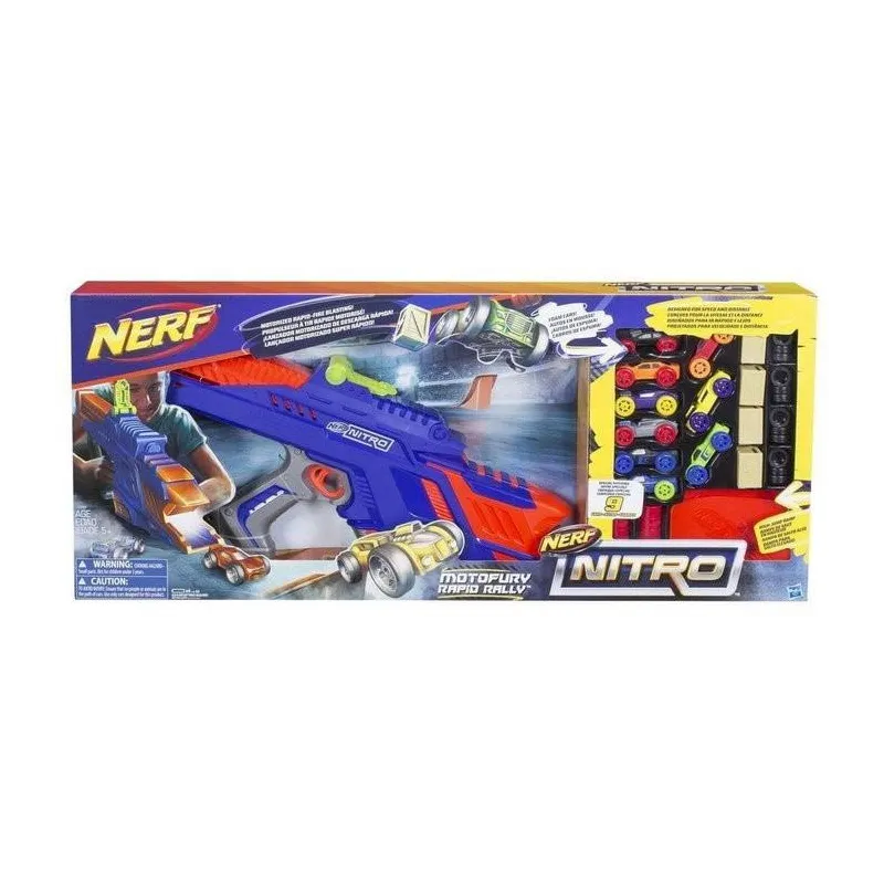 NERF NITRO WYRZUTNIA MOTOFURY RAPID RALLY + 9 SAMOCHODÓW 5+