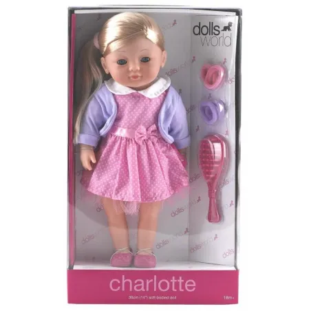 Lalka Charlotte W Sukience W Kropki + Szczotka I Gumki Dolls World 38 Cm