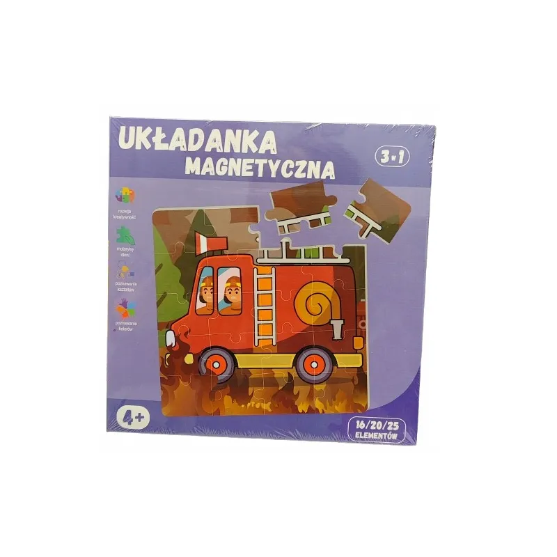 UKŁADANKA MAGNETYCZNA POJAZDY 3W1 PUZZLE 61 ELEMENTÓW 4+