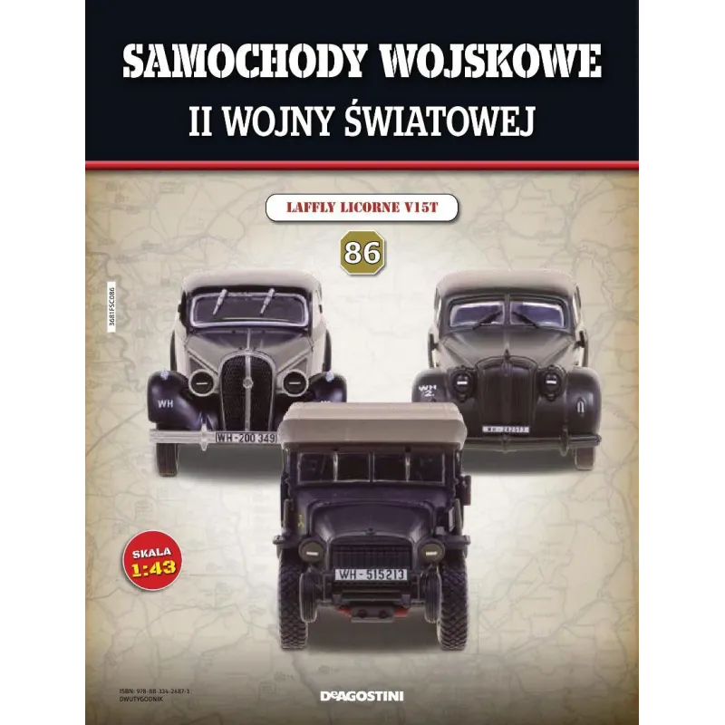 KOLEKCJA SAMOCHODY WOJSKOWE II WOJNY ŚWIATOWEJ 86 LAFFLY LICORNE GAZETA + MOD