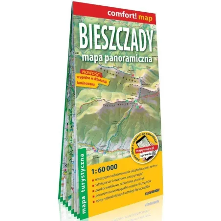 Bieszczady Mapa Panoramiczna Laminowana Mapa Turystyczna 1:60 000 Bieszczady Mapa Panoramiczna Laminowana Mapa Turystyczna 1:60 000