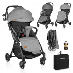 WÓZEK SPACEROWY SPACERÓWKA LIONELO JULIE ONE  + MOSKITIERA + OCIEPLACZ NA NÓŻKI + TORBA TRANSPORTOWA SZARY