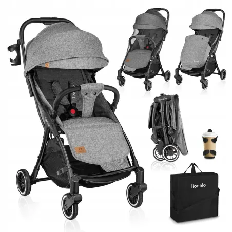 WÓZEK SPACEROWY SPACERÓWKA LIONELO JULIE ONE  + MOSKITIERA + OCIEPLACZ NA NÓŻKI + TORBA TRANSPORTOWA SZARY