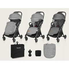 Wózek Spacerowy Spacerówka Lionelo Julie One  + Moskitiera + Ocieplacz Na Nóżki + Torba Transportowa Szary