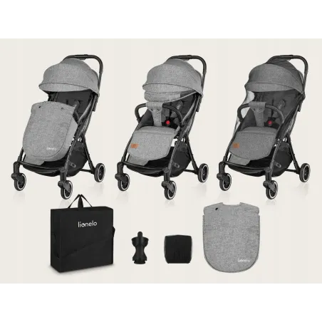Wózek Spacerowy Spacerówka Lionelo Julie One  + Moskitiera + Ocieplacz Na Nóżki + Torba Transportowa Szary