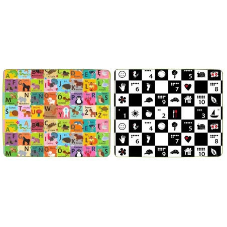 ALFABET CYFERKI SZACHOWNICA KONTRASTOWA PIANKOWA MATA EDUKACYJNA 180 X 200 CM 0+ II GATUNEK