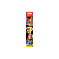 KREDKI OŁÓWKOWE TRÓJKĄTNE NEONOWE COLORINO KIDS 6 KOLORÓW