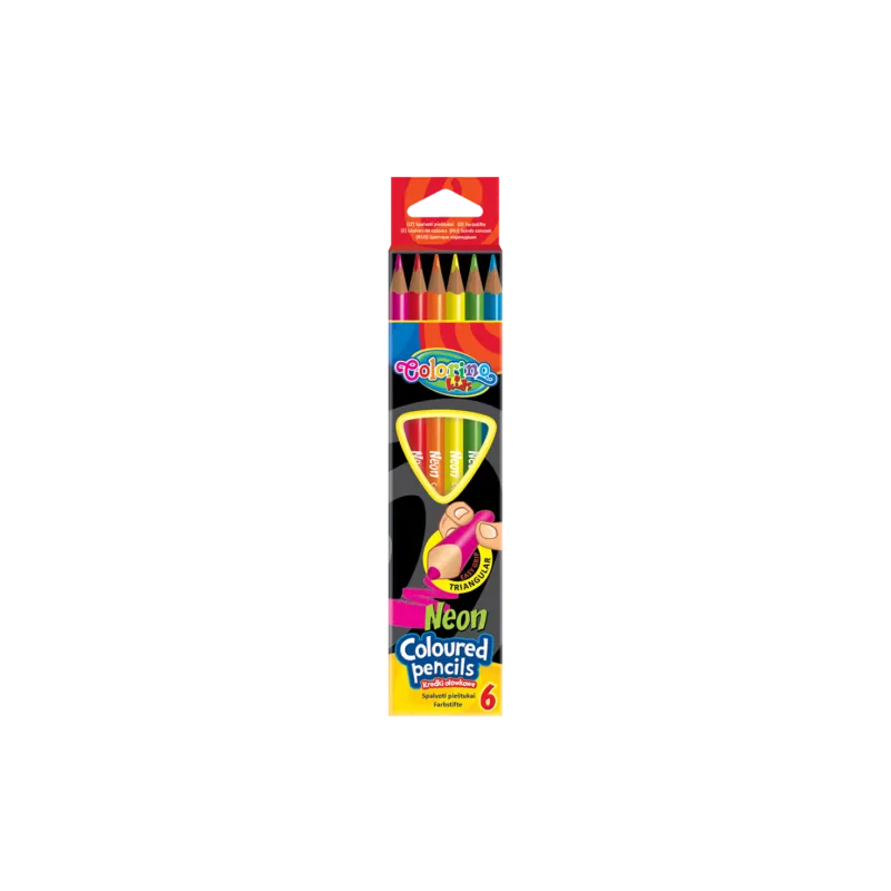 KREDKI OŁÓWKOWE TRÓJKĄTNE NEONOWE COLORINO KIDS 6 KOLORÓW